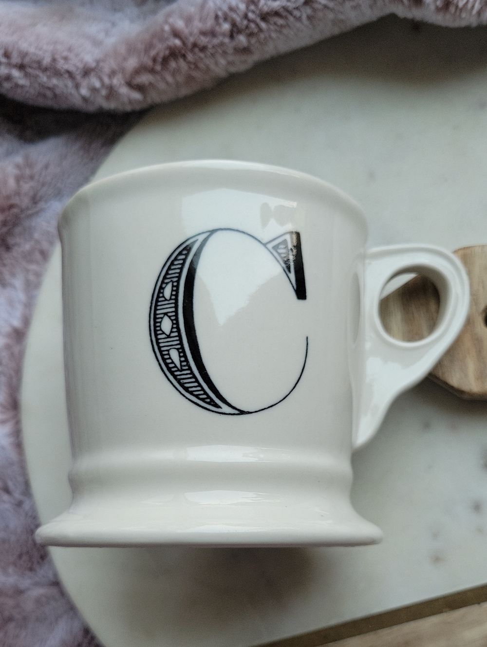 Anthropologie White Monogram 'C' Ceramic Mug
